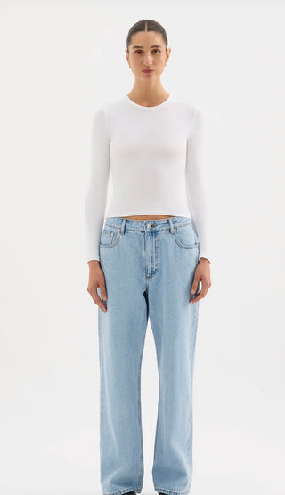 Organic Rib Long Sleeve Tee - White