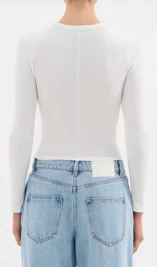 Organic Rib Long Sleeve Tee - White