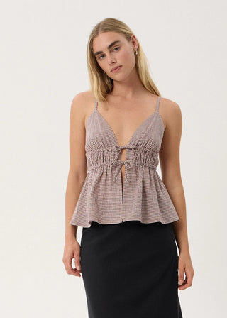 Ana Tie Top - Mahogany Checm