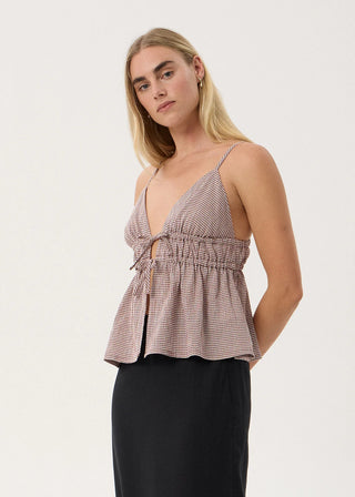 Ana Tie Top - Mahogany Checm