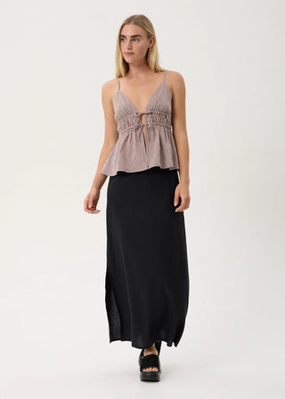 Ana Tie Top - Mahogany Checm