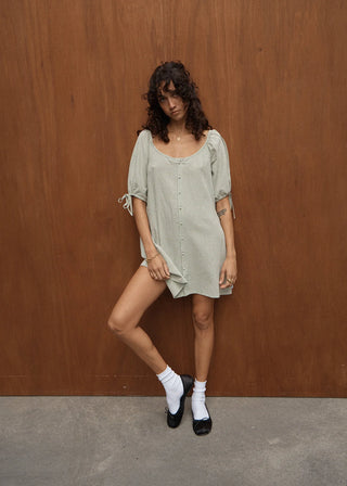Benni Mini Dress - Sage Check