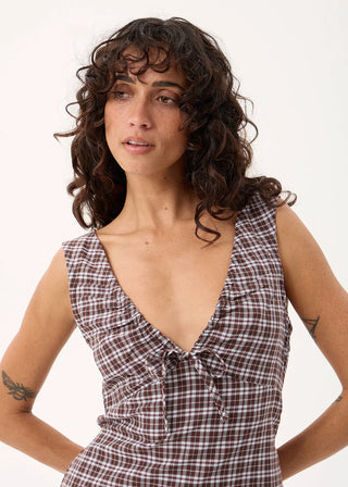Izzy Mini Dress - Brown/Blue Check