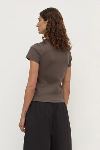 Kourt Contrast Bind Tee - Bark/Black