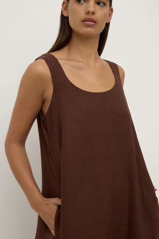Maree Linen Maxi Dress - Espresso