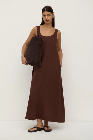 Maree Linen Maxi Dress - Espresso
