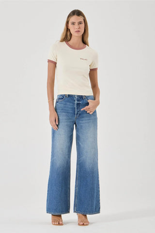 Classic Ringer Tee Petite Logo - Cream