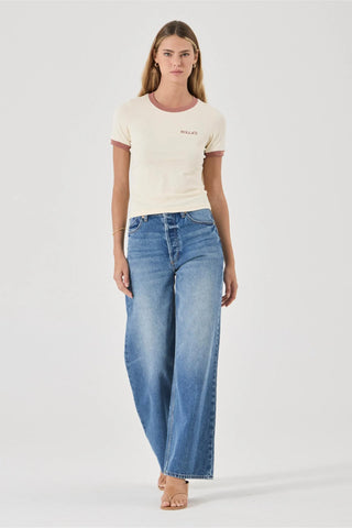 Classic Ringer Tee Petite Logo - Cream