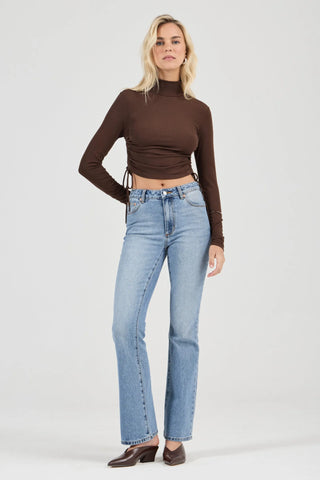 Selena Rouched LS top - Espresso