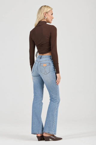 Selena Rouched LS top - Espresso