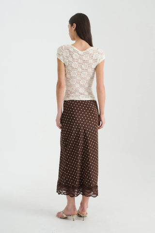 Marina Silk Midi Skirt - Cacao Spot