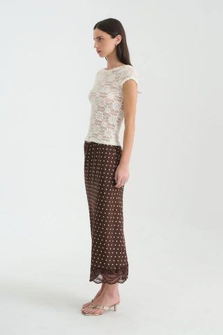 Marina Silk Midi Skirt - Cacao Spot
