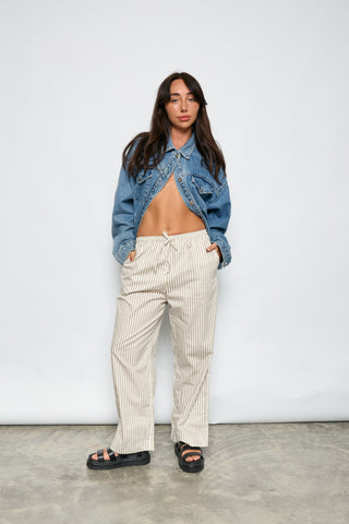 Poppy Stripe Pant - Sage/White