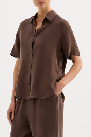 Dara Cupro Shirt - Chocolate