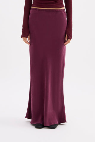 Amaya Cupro Maxi Skirt - Merlot