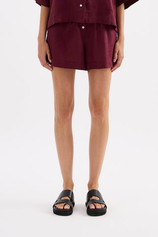 Lounge Linen Short - Merlot