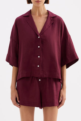 Lounge Linen Shirt - Merlot