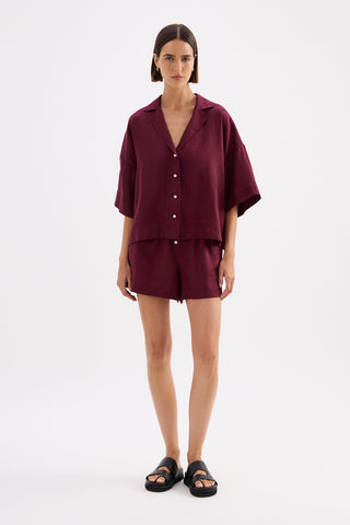 Lounge Linen Short - Merlot