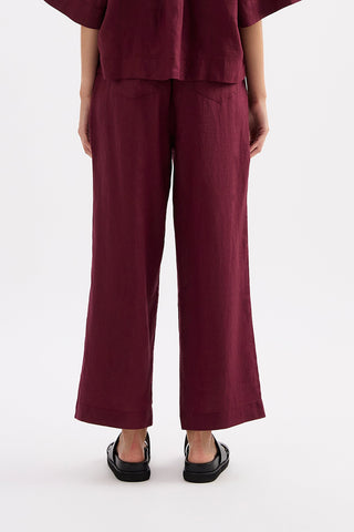 Lounge Linen Crop Pant - Merlot