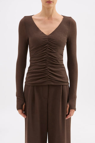 Gigi Mesh Top - Walnut