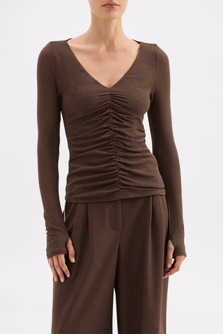 Gigi Mesh Top - Walnut