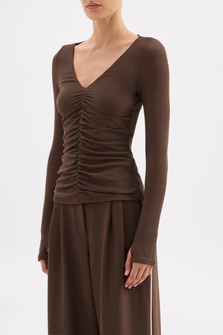 Gigi Mesh Top - Walnut