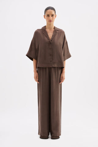 Rika SS Cupro Shirt - Walnut