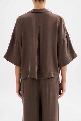 Rika SS Cupro Shirt - Walnut