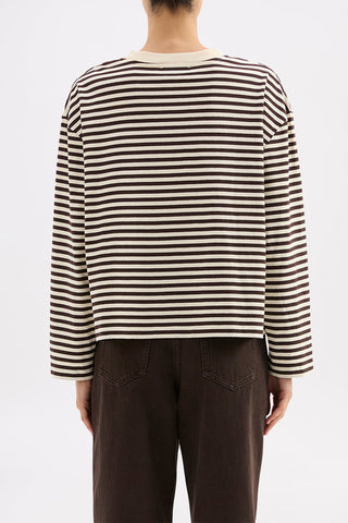 Organic Stripe LS Tee - Espresso