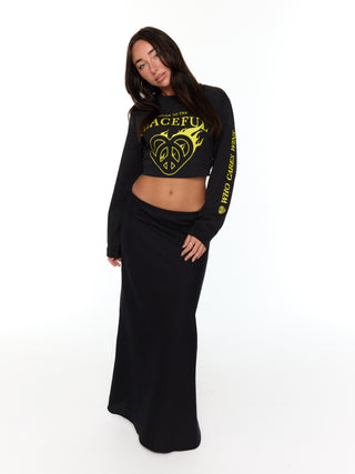 Power To The Peaceful Long Sleeve Tee - Vintage Black