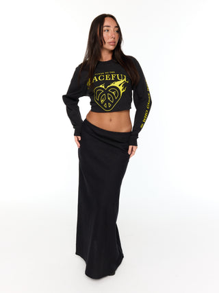 Power To The Peaceful Long Sleeve Tee - Vintage Black