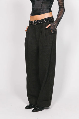 Charcoal Wool Westwood Pleated Pants