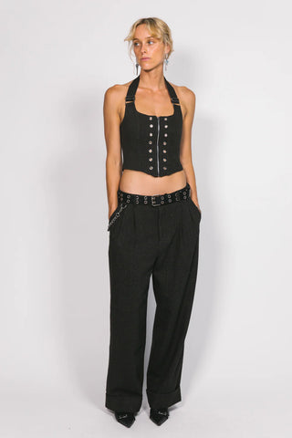 Charcoal Wool Westwood Pleated Pants