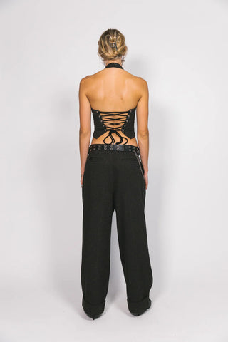 Charcoal Wool Westwood Pleated Pants