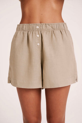 Lounge Linen Short - Washed Olive