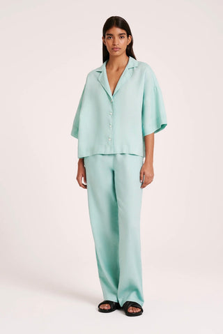 Lounge Linen Pant - Aqua