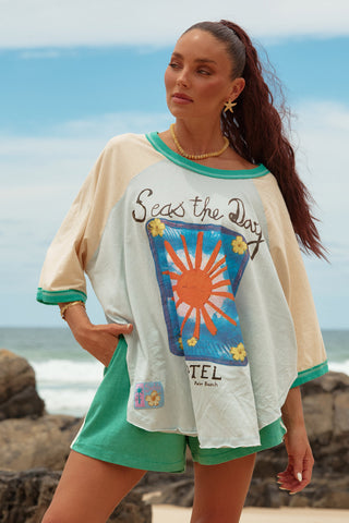 Seas The Day Raglan Tee - Sky