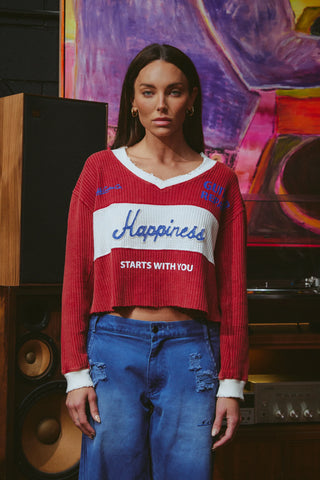 The Happiness Long Sleeve Top - Maroon