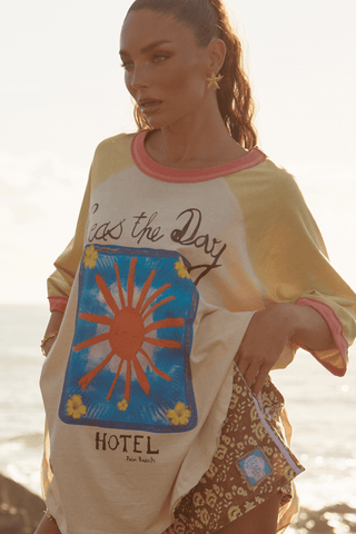Seas The Day Raglan Tee - Mustard