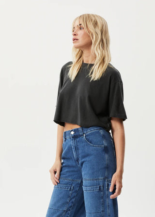 Slay Crop Tee - Stone Black