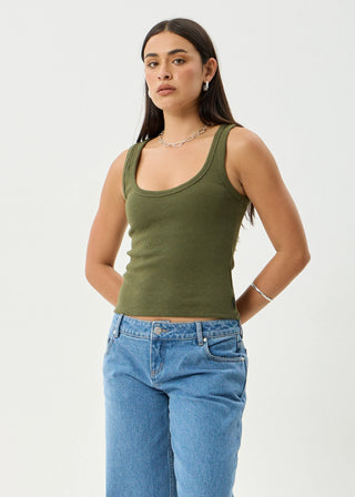 Layden Rib Singlet - Deep Olive