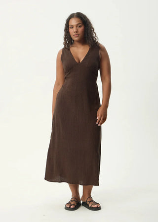 Focus Tully - Seersucker Maxi Dress - Coffee