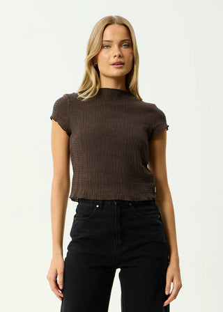 Wren - Seersucker Top - Coffee