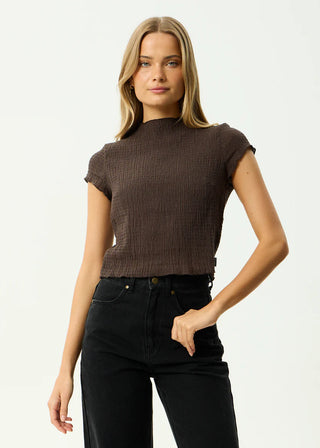 Wren - Seersucker Top - Coffee