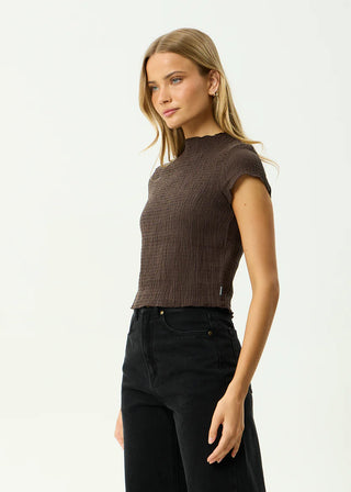 Wren - Seersucker Top - Coffee