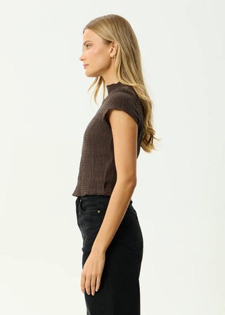 Wren - Seersucker Top - Coffee