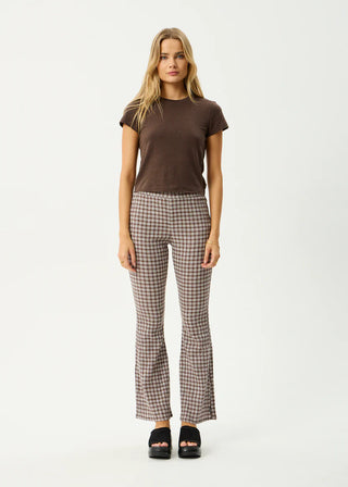 Base Seersucker Flare Pant - Coffee Check