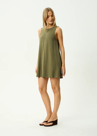 Halle Linen Mini Dress - Deep Olive