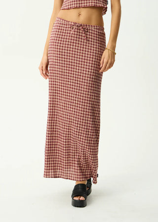 Capricorn Seersucker Maxi Skirt - Burgundy