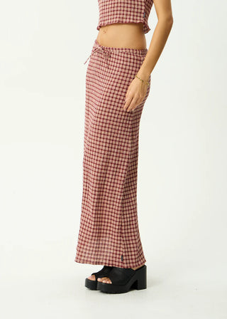 Capricorn Seersucker Maxi Skirt - Burgundy